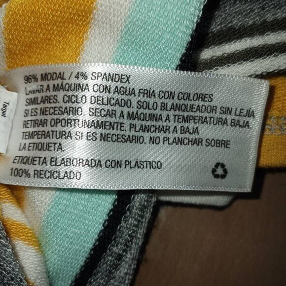 AVA & VIV YELLOW, GRAY, & MINT STRIPE T-SHIRT DRESS SZ.X - Picture 7 of 8